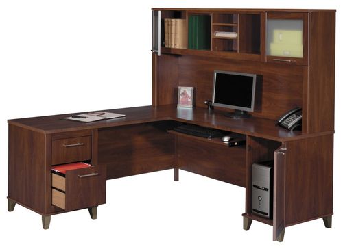 Computer Desk L Shape  71 inch and Hutch Set - Somerset Collection - Bush Office Furniture - WC81710-11