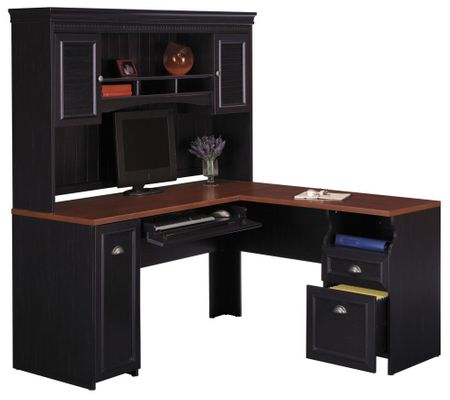 Computer Desk L Shape  and Hutch Set - Fairview Collection - Bush Office Furniture - FAIR-DH