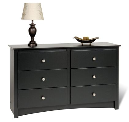 Condo/Youth Size 6 Drawer Dresser in Black - Sonoma Collection - Prepac Furniture - BDC-4829