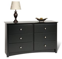 Condo/Youth Size 6 Drawer Dresser in Black - Sonoma Collection - Prepac Furniture - BDC-4829