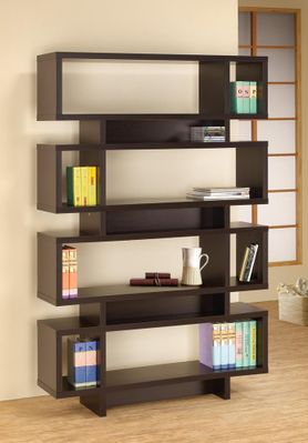 Contemporary Cappuccino Finish Open Bookcase - 800307