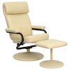 Contemporary Cream Leather Recliner and Ottoman with Leather Wrapped Base - BT-7863-CREAM-GG