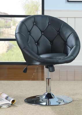 Contemporary Round Tufted Swivel Chair in Black - 102580