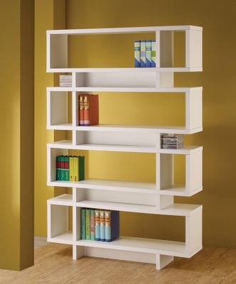 Contemporary White Finish Open Bookcase - 800308