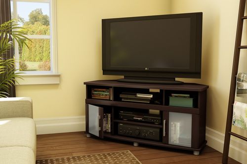 Corner TV Stand in Chocolate - City Life - South Shore Furniture - 4219690
