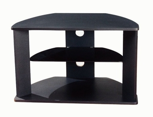 Corner TV Stand with Glass Shelf in Black - 4D Concepts - 64935