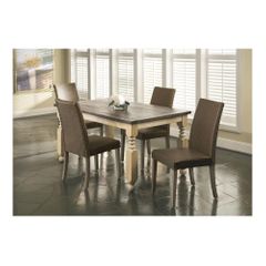 Coronado Turned Leg Dining Table and 4 Chocolate Loom Chairs - Largo - LARGO-ST-D210-30-41D-SET