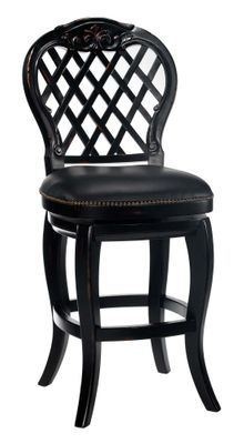 Counter Bar Stool - Braxton Wood Counter Stool with Black Leather Seat - Hillsdale - 61919