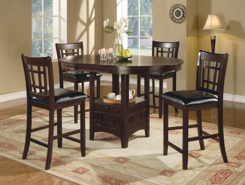 Counter Height Table and Bar Stool Set in Dark Cappuccino - Coaster - 102888-9-DSET
