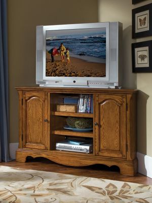 Country Casual Corner Entertainment TV Stand in Oak - Home Styles - 5538-07