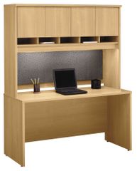 Credenza 60" and Hutch Set - Series C Light Oak Collection - Bush Office Furniture - WC60361-62