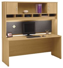 Credenza 72" and Hutch Set 1 - Series C Light Oak Collection - Bush Office Furniture - WC60326-66