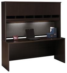 Credenza 72" and Hutch Set - Series C Mocha Cherry Collection - Bush Office Furniture - WC12926-77