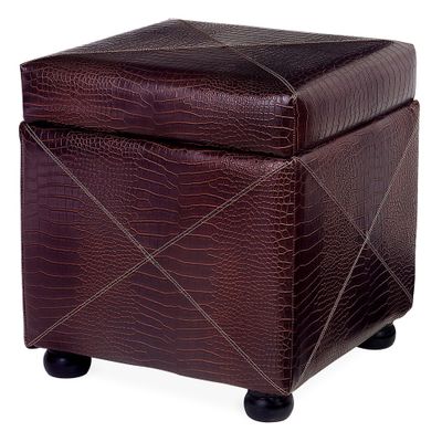 Croc-Textured Storage Ottoman - IMAX - 6196