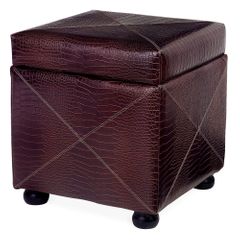 Croc-Textured Storage Ottoman - IMAX - 6196