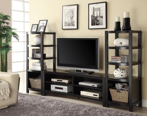 Curved Front TV Console with Media Towers in Cappuccino - 700697
