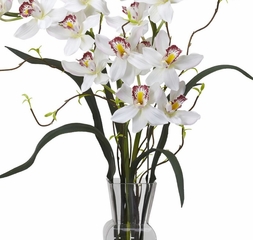 Cymbidium Silk Flower Arrangement - Nearly Natural - 1183-WH