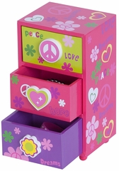 Daisy Peace & Love Jewelry Box in Pink - 80823