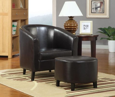 Dark Brown Accent Chair with Matching Ottoman - 900240