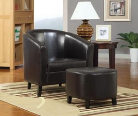Dark Brown Accent Chair with Matching Ottoman - 900240