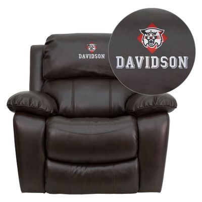 Davidson College Wildcats Leather Rocker Recliner - MEN-DA3439-91-BRN-45008-EMB-GG