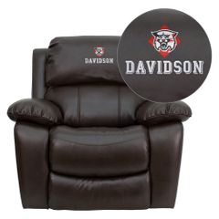 Davidson College Wildcats Leather Rocker Recliner - MEN-DA3439-91-BRN-45008-EMB-GG