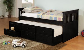 Daybed - Daybed with Trundle in Black - Coaster - 300104