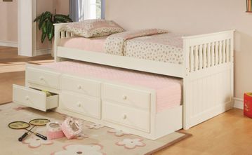 Daybed - Daybed with Trundle in White - Coaster - 300107