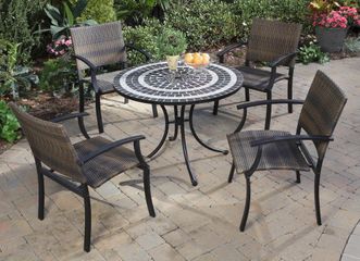 Delmar Outdoor Table and 4 Newport Arm Chairs - Home Styles - 5602-3081