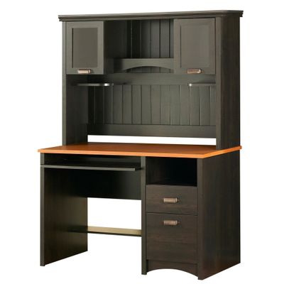 Desk and Hutch in Spice Wood/Ebony - South Shore Furniture - 7378-DH