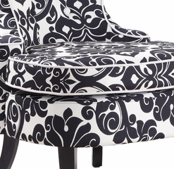 Diana Swoop Back, Cap Arm Accent Chair - Black and White Floral Chenille Fabric with White Welting - Powell Furniture - 243-620