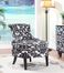 Diana Swoop Back, Cap Arm Accent Chair - Black and White Floral Chenille Fabric with White Welting - Powell Furniture - 243-620