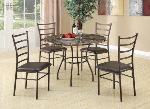 Dinettes 5 Piece Dining Set w/ Round Table and 4 Side Chairs - 150112
