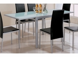 Dining Table in Pearl Silver Metal / Frosted Glass Top - Coaster