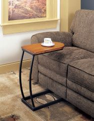 Distressed Oak Snack Table with Metal Base - 900279