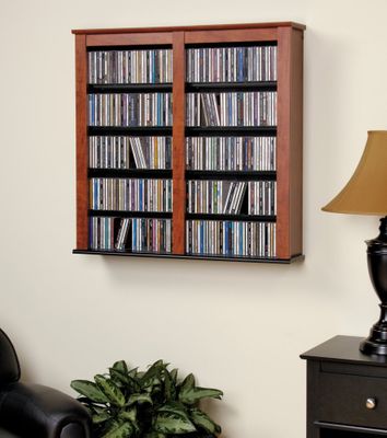 Double Floating Wall Storage in Cherry/Black - Prepac Furniture - CFW-0349