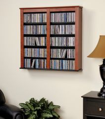 Double Floating Wall Storage in Cherry/Black - Prepac Furniture - CFW-0349