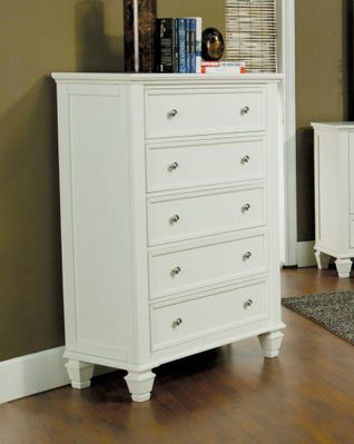 Drawer Chest - Sandy Beach 5 Drawer Chest in White - Coaster - 201305