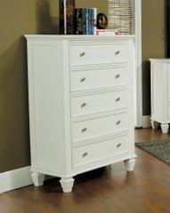 Drawer Chest - Sandy Beach 5 Drawer Chest in White - Coaster - 201305