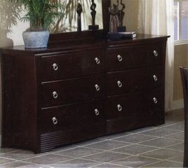 Dresser - 6-Drawer Dresser in Mocha Finish with Solid Wood and Wood Veneers