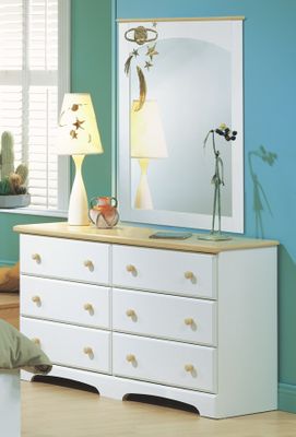 Dresser and Mirror Set - Double Dresser and Mirror Set in Pure White/Maple - South Shore Furniture - 3263-DM