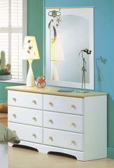 Dresser and Mirror Set - Double Dresser and Mirror Set in Pure White/Maple - South Shore Furniture - 3263-DM