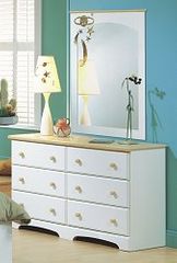 Dresser and Mirror Set - Double Dresser and Mirror Set in Pure White/Maple - South Shore Furniture - 3263-DM