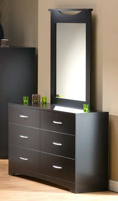 Dresser and Mirror Set - Triple Dresser and Mirror Set in Chocolate - South Shore Furniture - 3159-DM