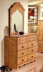 Dresser and Mirror Set - Triple Dresser and Mirror Set in Country Pine - South Shore Furniture - 3232-DM1