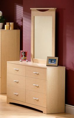 Dresser and Mirror Set - Triple Dresser and Mirror Set in Natural Maple - South Shore Furniture - 3113-DM