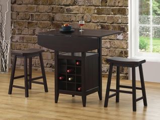 Drop Leaf Bar Table and 2 Stools Set - 150100