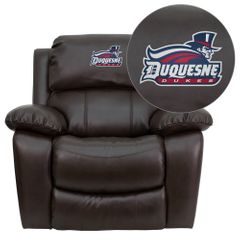 Duquesne University Dukes Leather Rocker Recliner - MEN-DA3439-91-BRN-41026-EMB-GG