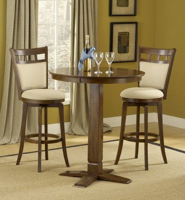 Dynamic Designs 3-Piece Pub Set with Jefferson Stools - Hillsdale Furniture - 4975PTBBRNS2JF