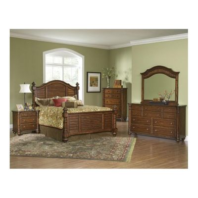 Eastport 5 Pc Toasted Oak Bedroom Set with 5 Drawer Chest - Largo - LARGO-WG-B1055-SET1